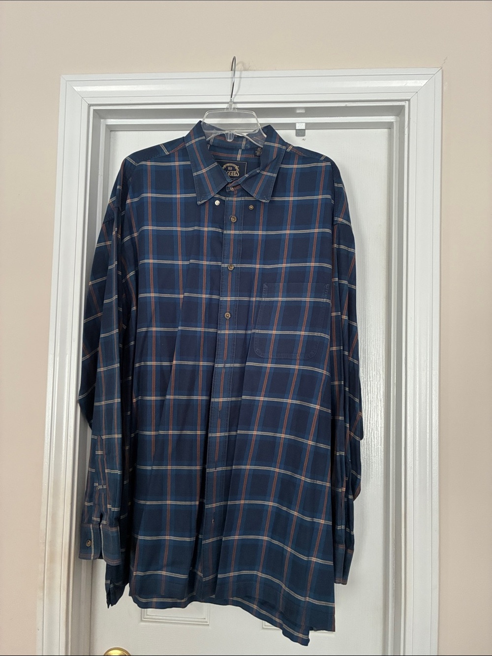 Men's 2XLT BD Baggies Navy Plaid Button-Down Shirt